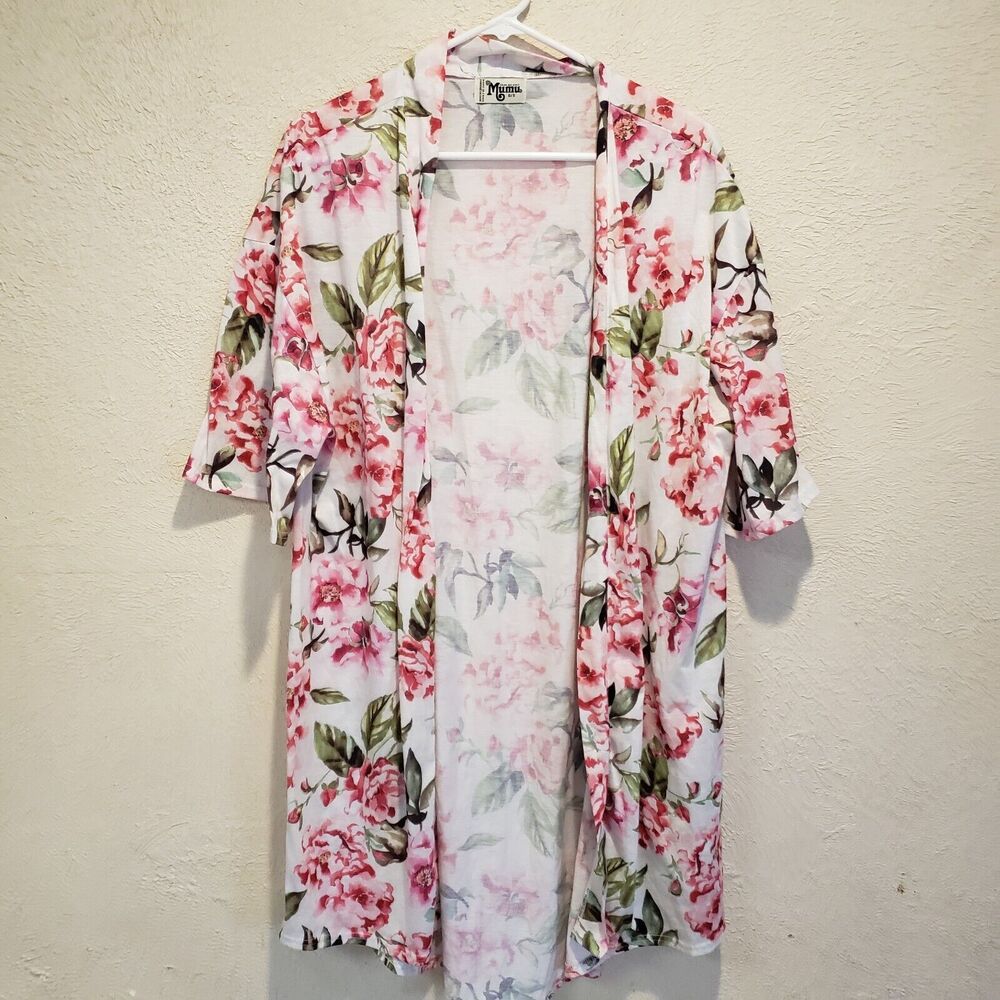 Show Me Your Mumu White Pink Floral Garden Of Blooms Brie Robe One Size